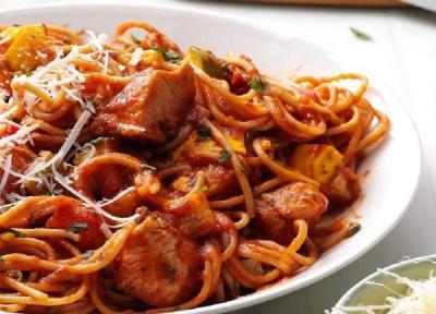 طرز تهیه اسپاگتی رژیمی با مرغ خوشمزه و با سالم ترین مواد