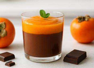 طرز تهیه موس شکلات و خرمالو به سبک بازاری برای شب یلدا